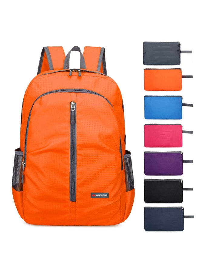Ultra-Light Portable Folding Travel Backpack Unisex Outdoor Sports Hiking Mountain Climbing Bag Oxford Cloth Pure Color Camping Riding-Color:Purple-Capacity:Below 20L - Image 3